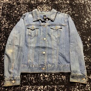 Vintage Gap Denim Jacket Mens XL Blue Cotton Trucker Jean Jacket Medium Wash